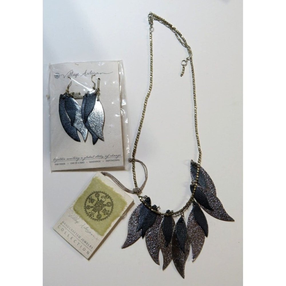 Village Artisan Handmade Silver Necklace & Dangle Earring Set One-of-a-Kind